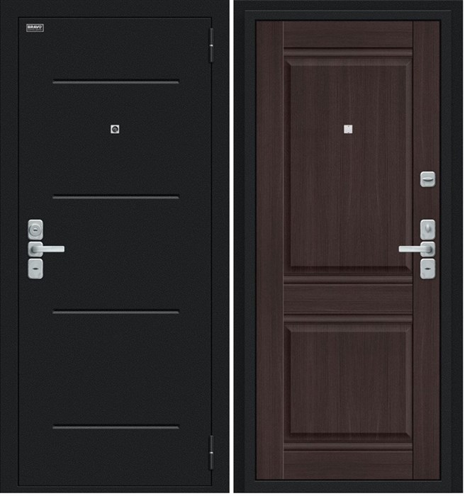 Входные двери Bravo Нео Букле черное/Wenge Veralinga, входные двери Браво - фото 21754