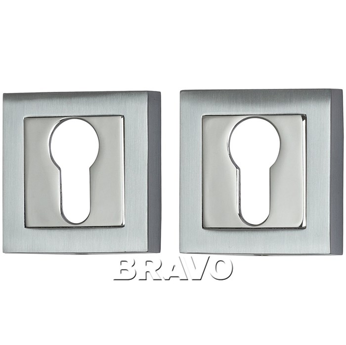 Накладка цилиндровая на квадратной розетке Bravo A/Z-2CL SC МатХром 046-0028 - фото 5196