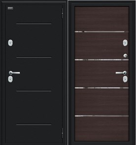 Thermo Лайн Букле черное/Wenge Veralinga, входная дверь с терморазрывом Браво 033-1808