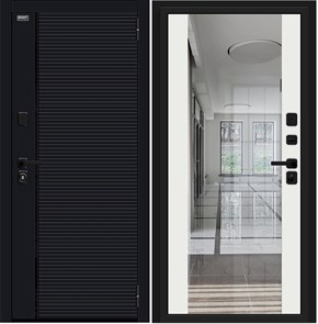 Лайнер-3 Total Black/Off-white, металлические двери с зеркалом Браво