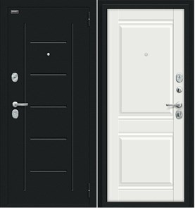 Некст Kale Букле черное/Off-white, входные двери Браво белые