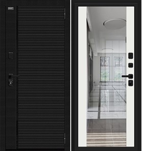 Лайнер-3 Black Carbon/Off-white, двери Браво входные с зеркалом купить 033-2160